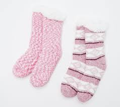 Additional features in the menu bar. Cuddl Duds Faux Sherpa Cozy Lined Socks Set Of 2 Qvc Com