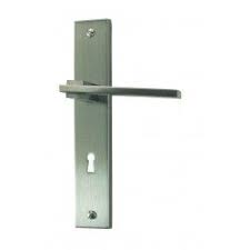 Ensemble Plaque Manhattan Zamak Nickele Satine Serrure 195 Poignee De Porte Acier Serrure