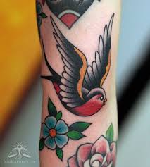 Swallows And Flowers Traditional Tattoo Robin Tattoo Inspirational Tattoos
