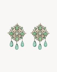 cabochon cross earrings in resin and metal in Silver | Saint Laurent | YSL EN-US