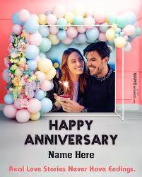 Wedding anniversary photo frames editing with quotes. Marriage Anniversary Balloons Backdrop Wish With Name And Pic