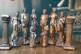 Large Greek Mythology Chess Set Customisable Colours Pieces Etsy Chess Set Dragon Decor Chess