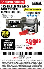 Badland 2500 Lb Atv Utility Winch For 49 99 In 2020 Harbor Freight Tools Electric Winch Winch