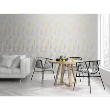 Gold & white commercial tropical leaf wallpaper. Superfresco Wallpaper Scandi Leaf Yellow Wilko