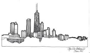 Black And White Skyline Drawing Chicago Art Black White Chicago Art Black And White Drawing Chicago