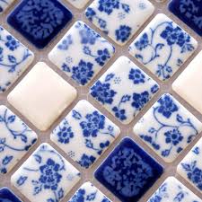 Blue and white shower floor tile. Square Mosaic Shower Floor Tile Novocom Top