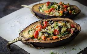 Vegetable Stuffed Baked Eggplant Vegan Vegan Eggplant Recipes Baked Eggplant Recipes