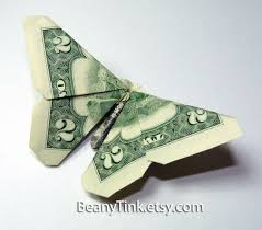 Step by step money origami flower instructions. Butterfly Dollar Origami Ikuzo Origami Money Origami Dollar Bill Origami Easy Dollar Bill Origami