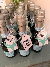 Ideas & inspiration » baby » baby showers » 100 baby shower favor ideas for a perfect incorporate your favors into your baby shower decor as a centerpiece, across from the food display attach a mini bottle of pink champagne to a strawberry lollipop, ribbon and pink glitter thank you notes. Baby Shower Favor Mini Prosecco Or Champagne Bottles I Got These At Harris Teeter Also Can Be Baby Shower Favors Baby Boy Shower Favors Tea Wedding Favors