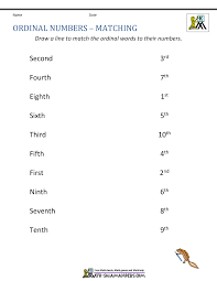 Ordinal Numbers Match Education Number Worksheet For