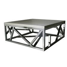 Clean lines, and the striking pop of stainless steel combine to form this beautiful table. Steel Coffee Table Zapdosun