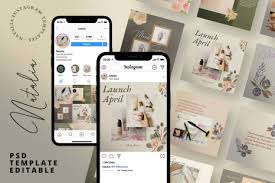 Download Natalia Instagram Template In Social Media Templates On Yellow Images Creative Store PSD Mockup Templates