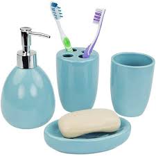 Popular ceramic bath accessory set of good quality and at affordable prices you can buy on aliexpress. 4 Pieces Bathroom Accessory Set Soap Dispenser Blue Ceramic Bath Accessories Set For Sale Online Ebay