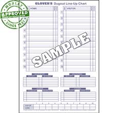 Glovers Baseball Dugout Line Up Charts Pack Of 30