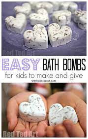After making bath bombs they will need to sit out overnight before packaging or using them. Bath Bomb Recipe Gifts Kids Can Make Red Ted Art Make Crafting With Kids Easy Fun