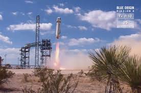 The new shepard rocket, carrying jeff and mark bezos, wally funk and oliver daemen has lifted off from blue origin's launch site in west texas. Blue Origin Launches New Shepard Space Capsule On Highest Test Flight Yet Space