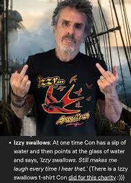 Izzy swallows curtesy of Con himself : rOurFlagMeansDeath