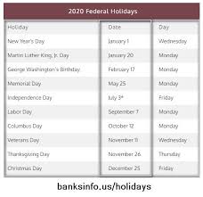 Federal Holidays In Usa In 2020 Federal Holiday Usa Holidays Holiday Hours