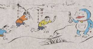 確かにそれっぽいwww 鳥獣戯画風に描いてみたドラえもんが実に味わい深い japaaan 鳥獣戯画 戯画 ドラえもん