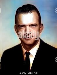 Headshot portrait of William Harvey 'Bill' Dana, an American aeronautical  engineer, NASA test pilot, and astronaut from Pasadena, California,  October, 1958. Image courtesy National Aeronautics and Space Administration  (NASA). Note: Image has been ...