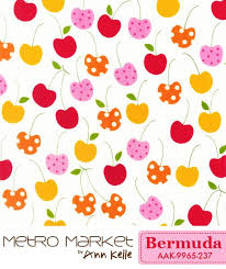 Ann Kelle For Robert Kaufman Metro Market In Bermuda Cherries Aak 9965 237 Cotton Quilting Fabric Retro Fabric Cute Sewing Projects