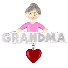 Offers grandmother ornament designs in resin, . Or1256 Grandma With Heart Personalized Christmas Ornament Polarx Ornaments