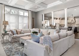 Beautiful Cozy Modern Farm House Shabby Chic Style Beige Living Room Decor With Huge Sectional Sofa Beige Living Room Decor Beige Living Rooms Chic Home Decor