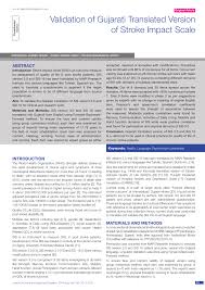 Pdf Validation Of Gujarati Translated Version Of Stroke Impact Scale