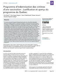 Development, evaluation, approval and monitoring. Programme D Indemnisation Des Victimes D Une Vaccination Justification Et Apercu Du Programme Du Quebec Rmtc 46 9 Canada Ca