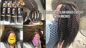 Partial Micro Braids Crochet Tutorial W Freetress Brazilian Braid 20 Crochet Hair Styles Freetress Crochet Hair Styles Crochet Braids Freetress