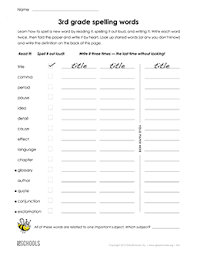 Spelling bee grade 3 word list. 3rd Grade Spelling Words List 28 Of 36 3rd Grade Word Lists Worksheet Greatschools