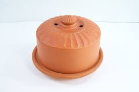 Beurrier A Eau En Terre Cuite Double Paroi Cloche A Beurre Garden Pots Tray Vintage