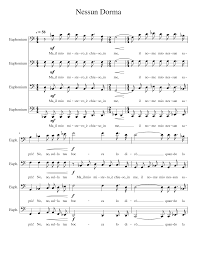 Sheet music for a vocaloid song by the kagamines (len and rin). Nessun Dorma For Euphonium Quartet Sheet Music For Euphonium Brass Quartet Musescore Com
