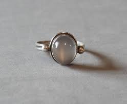 Large Cats Eye Ring Sterling Silver Clear Moonstone Gemstone Simple Oval Design Size 6 5 Marked 925
