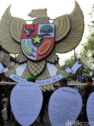 The national emblem or coat of arms of indonesia is called garuda pancasila. Makna Garuda Pancasila Lambang Negara Ri