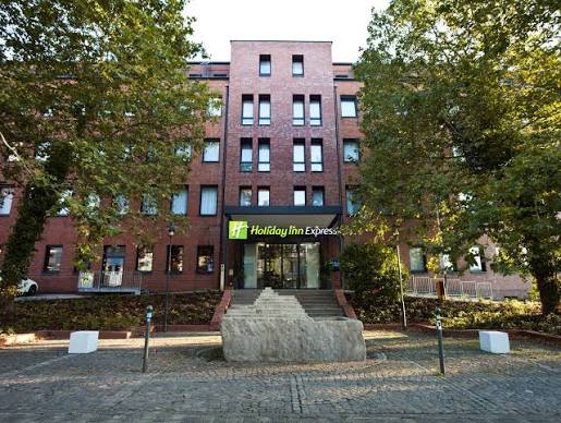 Entrance of Holiday Inn Express in Saarbrücken Germany.