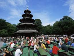 People Sitting At The Chinese Tower Beer Garden In The Englischer Garten Munich Bavaria Germany Photographic Print Yadid Levy Art Com Beer Garden Dream Honeymoon Favorite Places