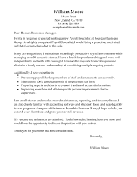 Leading Professional Payroll Specialist Cover Letter Examples Resources Myperfectresume