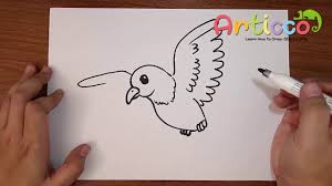 Draw the legs using curved lines and arcs as shown above. How To Draw A Bird Flying Step By Step For Kids Youtube