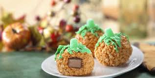 Surprise Pumpkin Treats Recipe Pumpkin Treats Recipes Pumpkin Rice Krispie Treats Pumpkin Treat
