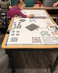 how to paint a dated tile table all