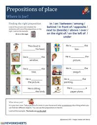Where Is Joe Prepositions Of Place Interactive Worksheet Prepositions Worksheets English As A Second Language Esl