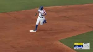 Joe Dudek homers for the Legends