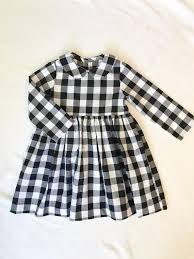 This Dress Features A Black And White Buffalo Plaid With A Peter Pan Collar High Waist And Long Girls Cotton Dresses Baby Cotton Dress Girls Holiday Dresses