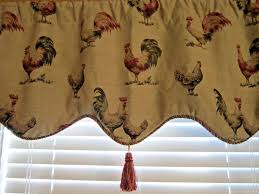 Valance With Hens Roosters By Springs Global Lined Corded With Tassel 1 Pair Valance Rooster Springs