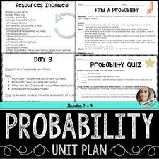 Probability Unit Middle School Math Resources Daily Lesson Plan Math Curriculum