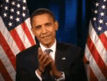 Bush and obama get the giggles behind clinton s back. Obama Applause Gifs Tenor