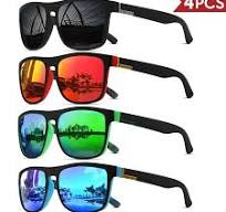 4-Pack Classic Square Polarized Sports Sunglasses - Lightweight PC Frame, UV400 Protection, Unisex for Driving, Fishing, Cycling, Everyday Durability