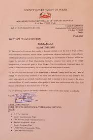According to the gazette notice no. Public Notice Wajir County Government Press Service Facebook