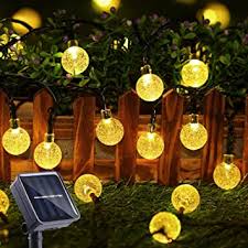 These lights (3 strings) are bright not worth it for me to go back to store and buy more or go online and pay the $5. Amazon Com Toodour Solar String Lights Outdoor 50 Led 29 5ft Solar Patio Lights With 8 Modes Waterproof Crystal Ball String Lights For Patio Lawn Gazebo Party Wedding Garden Decorations Warm White Home Improvement